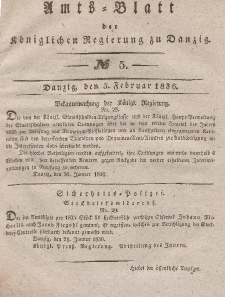 Amts-Blatt der Königlichen Regierung zu Danzig, 3. Februar 1836, Nr. 5