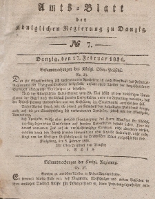 Amts-Blatt der Königlichen Regierung zu Danzig, 17. Februar 1836, Nr. 7