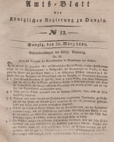 Amts-Blatt der Königlichen Regierung zu Danzig, 30. März 1836, Nr. 13