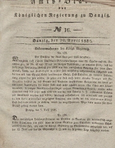 Amts-Blatt der Königlichen Regierung zu Danzig, 20. April 1836, Nr. 16