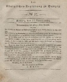 Amts-Blatt der Königlichen Regierung zu Danzig, 27. April 1836, Nr. 17