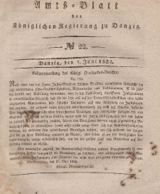 Amts-Blatt der Königlichen Regierung zu Danzig, 1. Juni 1836, Nr. 22