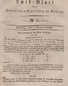 Amts-Blatt der Königlichen Regierung zu Danzig, 3. August 1836, Nr. 31