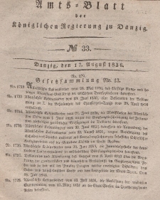 Amts-Blatt der Königlichen Regierung zu Danzig, 17. August 1836, Nr. 33