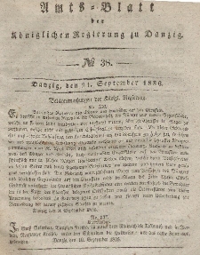 Amts-Blatt der Königlichen Regierung zu Danzig, 21. September 1836, Nr. 38