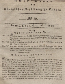 Amts-Blatt der Königlichen Regierung zu Danzig, 28. September 1836, Nr. 39