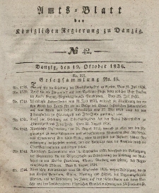 Amts-Blatt der Königlichen Regierung zu Danzig, 19. Oktober 1836, Nr. 42