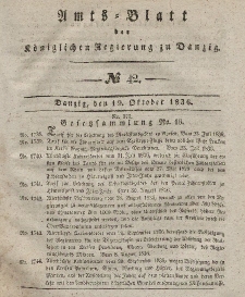 Amts-Blatt der Königlichen Regierung zu Danzig, 19. Oktober 1836, Nr. 42