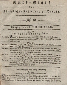 Amts-Blatt der Königlichen Regierung zu Danzig, 16. November 1836, Nr. 46