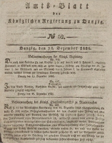 Amts-Blatt der Königlichen Regierung zu Danzig, 28. Dezember 1836, Nr. 52