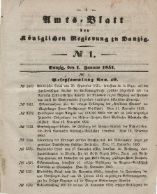 Amts-Blatt der Königlichen Regierung zu Danzig, 1. Januar 1851, Nr. 1