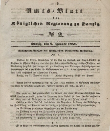 Amts-Blatt der Königlichen Regierung zu Danzig, 8. Januar 1851, Nr. 2