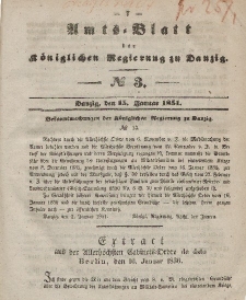 Amts-Blatt der Königlichen Regierung zu Danzig, 15. Januar 1851, Nr. 3