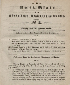 Amts-Blatt der Königlichen Regierung zu Danzig, 22. Januar 1851, Nr. 4