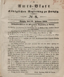 Amts-Blatt der Königlichen Regierung zu Danzig, 19. Februar 1851, Nr. 8