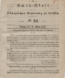 Amts-Blatt der Königlichen Regierung zu Danzig, 19. März 1851, Nr. 12