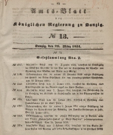 Amts-Blatt der Königlichen Regierung zu Danzig, 26. März 1851, Nr. 13
