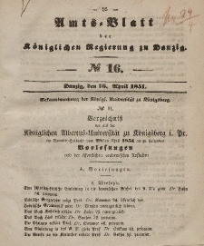 Amts-Blatt der Königlichen Regierung zu Danzig, 16. April 1851, Nr. 16