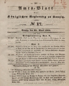 Amts-Blatt der Königlichen Regierung zu Danzig, 23. April 1851, Nr. 17