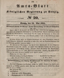 Amts-Blatt der Königlichen Regierung zu Danzig, 14. Mai 1851, Nr. 20