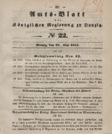 Amts-Blatt der Königlichen Regierung zu Danzig, 28. Mai 1851, Nr. 22