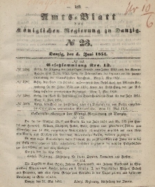 Amts-Blatt der Königlichen Regierung zu Danzig, 4. Juni 1851, Nr. 23