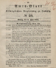 Amts-Blatt der Königlichen Regierung zu Danzig, 4. Juni 1851, Nr. 23
