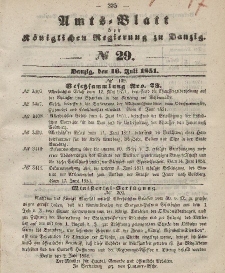 Amts-Blatt der Königlichen Regierung zu Danzig, 16. Juli 1851, Nr. 29