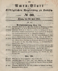 Amts-Blatt der Königlichen Regierung zu Danzig, 23. Juli 1851, Nr. 30
