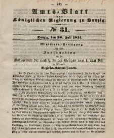 Amts-Blatt der Königlichen Regierung zu Danzig, 30. Juli 1851, Nr. 31