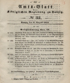 Amts-Blatt der Königlichen Regierung zu Danzig, 6. August 1851, Nr. 32