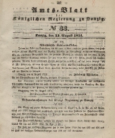 Amts-Blatt der Königlichen Regierung zu Danzig, 13. August 1851, Nr. 33