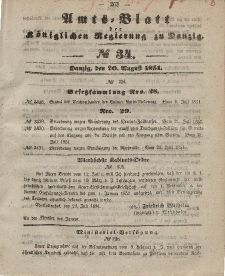 Amts-Blatt der Königlichen Regierung zu Danzig, 20. August 1851, Nr. 34