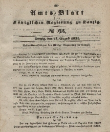 Amts-Blatt der Königlichen Regierung zu Danzig, 27. August 1851, Nr. 35
