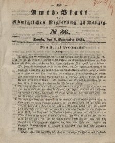 Amts-Blatt der Königlichen Regierung zu Danzig, 3. September 1851, Nr. 36