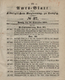 Amts-Blatt der Königlichen Regierung zu Danzig, 10. September 1851, Nr. 37