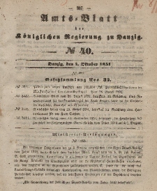 Amts-Blatt der Königlichen Regierung zu Danzig, 1. Oktober 1851, Nr. 40