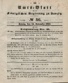 Amts-Blatt der Königlichen Regierung zu Danzig, 12. November 1851, Nr. 46