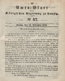 Amts-Blatt der Königlichen Regierung zu Danzig, 19. November 1851, Nr. 47