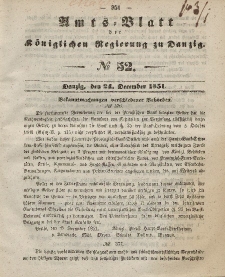 Amts-Blatt der Königlichen Regierung zu Danzig, 24. Dezember 1851, Nr. 52