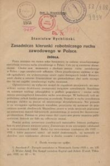 Zasadnicze kierunki robotniczego ruchu zawodowego w Polsce : źródła