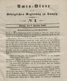 Amts-Blatt der Königlichen Regierung zu Danzig, 5. Januar 1848, Nr. 1