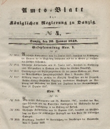 Amts-Blatt der Königlichen Regierung zu Danzig, 26. Januar 1848, Nr. 4