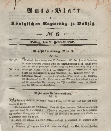 Amts-Blatt der Königlichen Regierung zu Danzig, 9. Februar 1848, Nr. 6