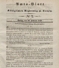 Amts-Blatt der Königlichen Regierung zu Danzig, 16. Februar 1848, Nr. 7