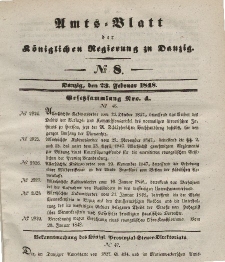 Amts-Blatt der Königlichen Regierung zu Danzig, 23. Februar 1848, Nr. 8