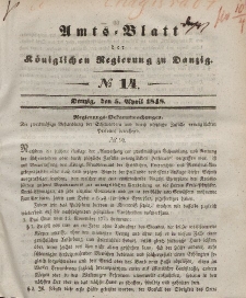 Amts-Blatt der Königlichen Regierung zu Danzig, 5. April 1848, Nr. 14