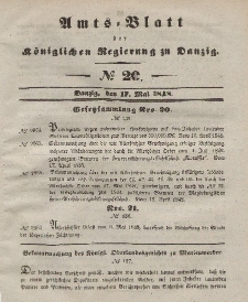 Amts-Blatt der Königlichen Regierung zu Danzig, 17. Mai 1848, Nr. 20