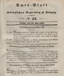 Amts-Blatt der Königlichen Regierung zu Danzig, 31. Mai 1848, Nr. 22
