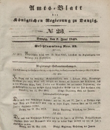 Amts-Blatt der Königlichen Regierung zu Danzig, 7. Juni 1848, Nr. 23